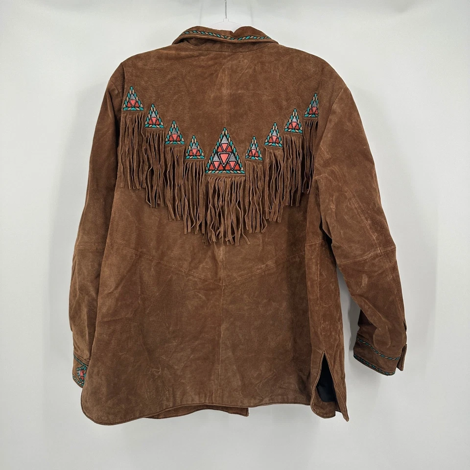 Bob Mackie Womens Western Suede Fringe Jacket Size XL Embroidered Boho Cowgirl - Image 2 of 4