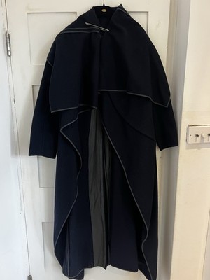 Super seltener Comme Des Garçons Wollmantel blau asymmetrisch strukturiert M 8-10