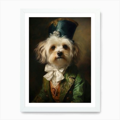 Viktorianisches Tierportrait, gekleidet gerahmt Wandbild Poster Leinwanddruck Bild