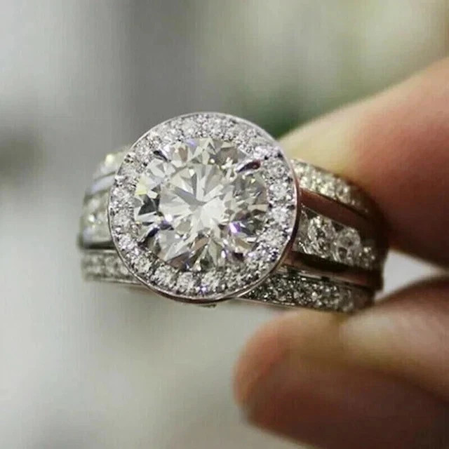 4.50Ct Round Real VVS1 Moissanite Men's Halo Engagement Ring 925 Sterling Silver