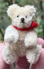 Vintage Small Jointed 3” White Steiff Bear Early White Bear Miniature Steiff
