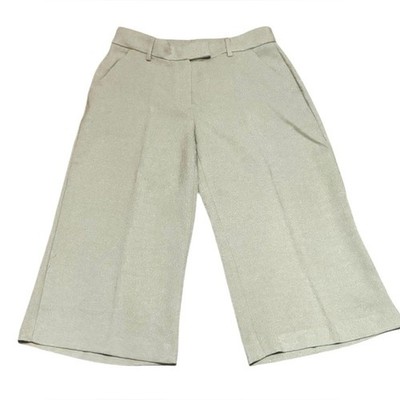 Express Editor Tan Wide-Leg Cropped Pant Women s 6S Textured NEW