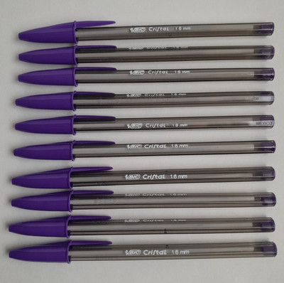 Bic Cristal Xtra Bold Purple Ballpoint Pens 1.6mm Brand New Lot of 10
