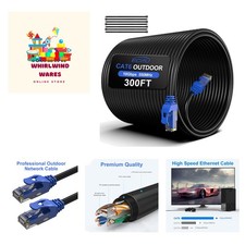 300FT Cat6 Outdoor Ethernet Cable, In-Ground, Heavy Duty Direct Burial, 24AWG...