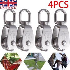 4x Stainless Steel Single Wheel Swivel Pulley Heavy Duty Block Lifting Rope M15