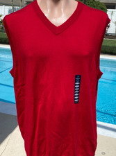 Hart Shaffner Marx Extra Fine Merino Wool V Neck Sweater Vest Mens 2XT Red NEW
