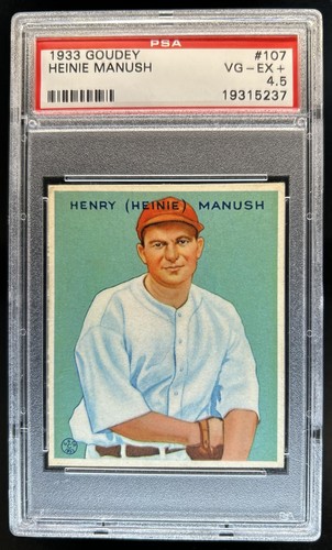 1933 Goudey R319 Heinie Manush Rookie RC #107 Senators PSA 4.5
