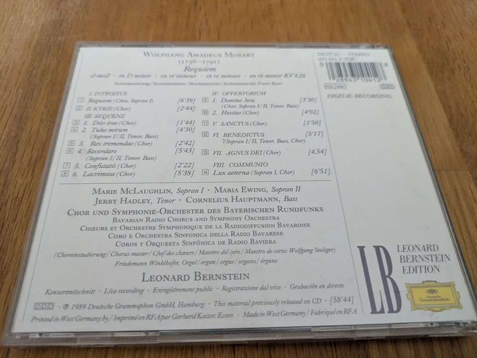 Mozart Requiem Leonard Bernstein Edition 1989 McLaughlin Ewing Hadley Hauptmann - Bild 4 von 4