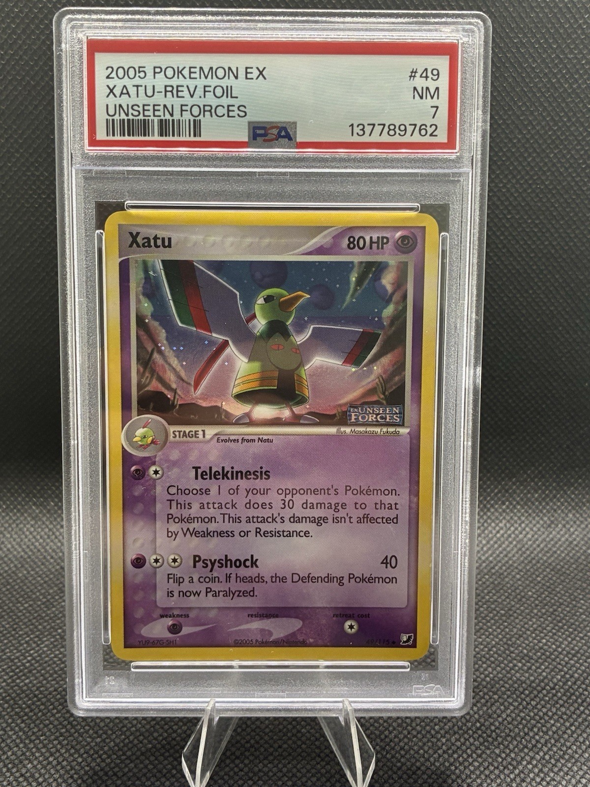 Pokemon 2005 EX Unseen Forces Reverse Holo #49 Xatu PSA 7