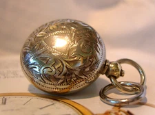 Pocket Watch Chain Sovereign Case Fob 1890s Victorian Silver Nickel Antique Fob