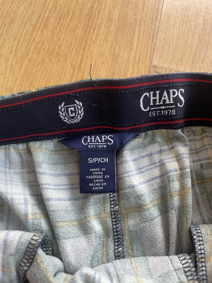 Pantalones de pijama Chaps para hombre pequeños azul/azul marino/blanco/amarillo a cuadros polar Foto 4 de 4