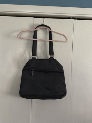 Del Mano Black Nylon Shoulder Bag 14  X 16  3interior Pockets