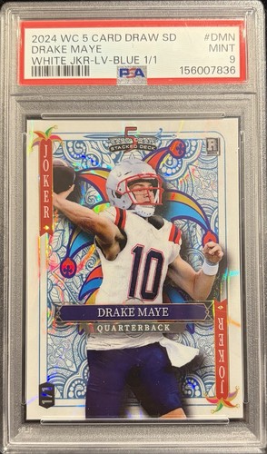 2013 Wildcard 5 Card Draw Drake Maye  White Joker Lava Blue 1/1 PSA 9