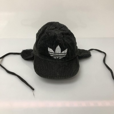 Adidas Hat Trapper Insulated Mens One Size Black Corduroy Ear Flap Winter Logo