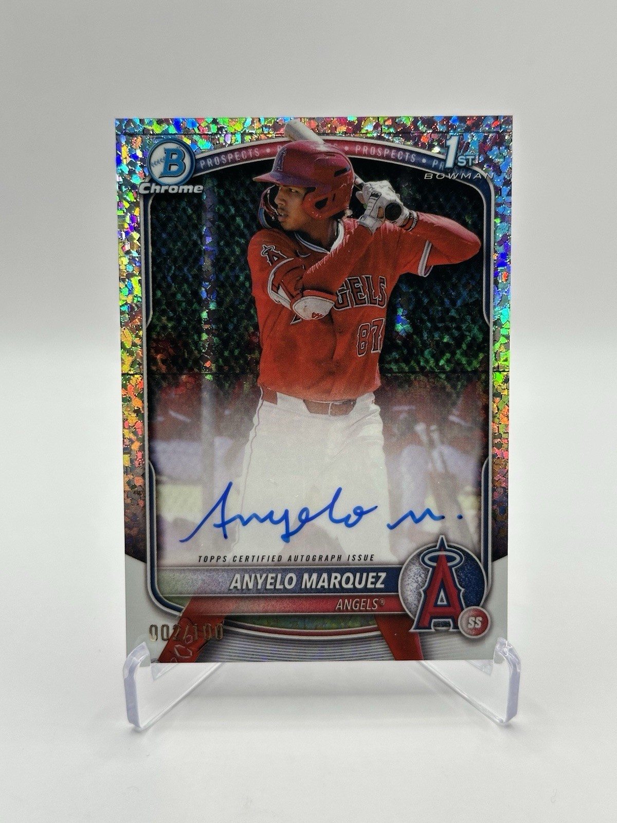 Anyelo Marquez 2025 Bowman 1st Chrome Mini-Diamond Refractor Auto /100 #CPA-AM