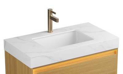 NYAH 36'' Sintered Stone with White Ceramic Undermount Basin, No Faucet, No Ca