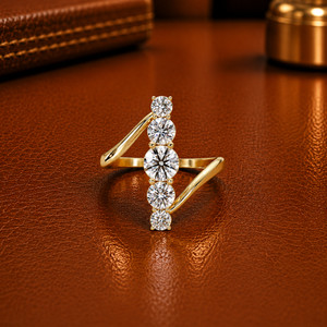 Authentic 1.50 CTW Round Cut Lab Grown Diamond Curved Engagement Ring 925 Silver DEF VVSVS
