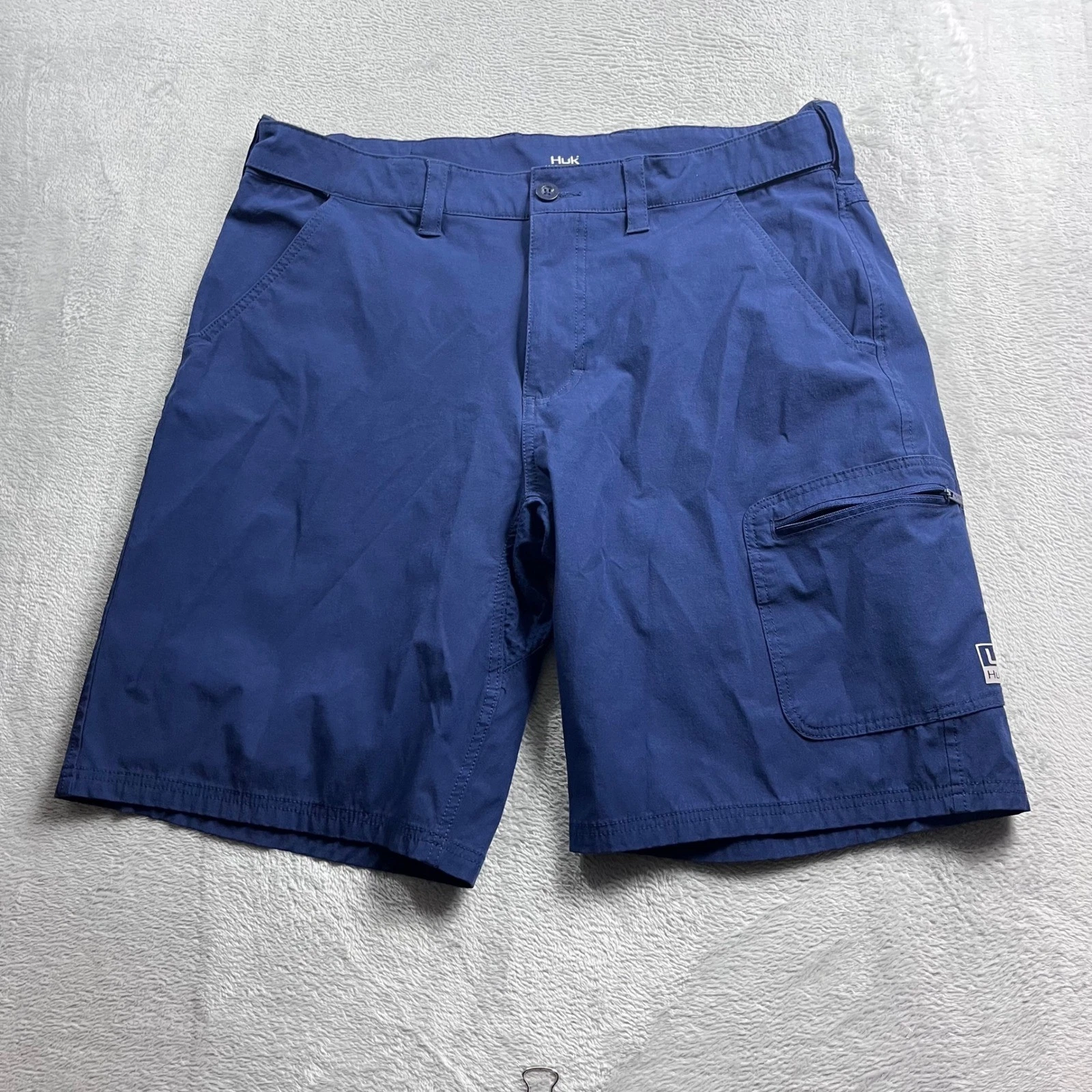 Huk Mens Navy Blue Fishing Cargo Shorts Size XL Performance Stretch Outdoor