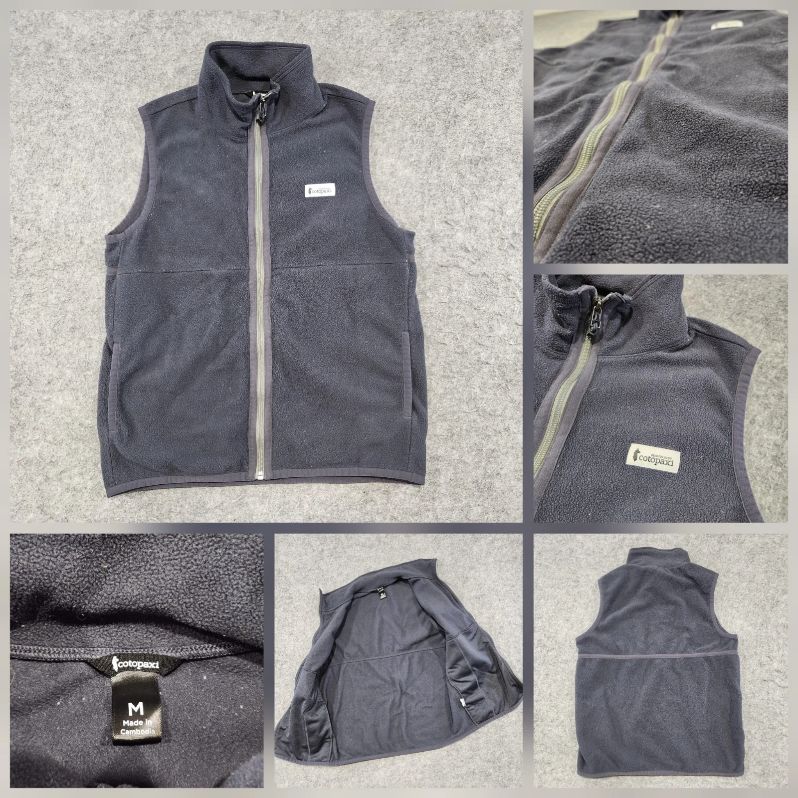 Cotopaxi Mens M Medium Amado Fleece Full Zip Vest Jacket Grey Blue