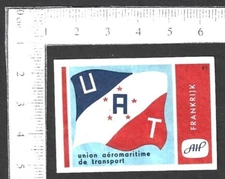 UAT AIRLINES (FRANCE) vintage advertisement matchbox label
