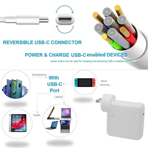 30w 61W 87W 96W USB-C Power Adapter Charger Type-C for Apple Mac Air Pro Laptop - Picture 5 of 17