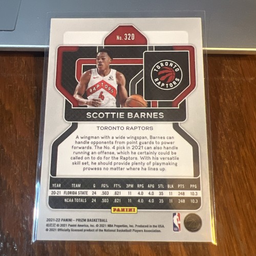 Scottie Barnes 2021-2022 Panini Prizm Basketball Rookie RC Base #320 Raptors - Picture 4 of 6