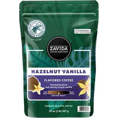 Zavida Coffee Whole Bean Coffee, Hazelnut Vanilla (32 oz.)