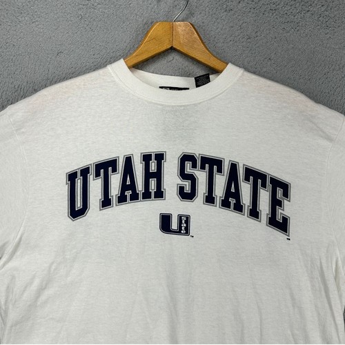 Utah State Aggies T-Shirt Adult Large White Long Sleeve Mens Gear For Sports NEW