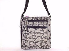 SHOULDER BAG W ADJUSTABLE STRAP CANVAS GRAY X-216-A