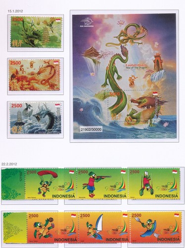INDONESIA 2012 - POSTFRIS JAARGANG INCLUSIEF SIERVELLETJES -GEHEEL VOLGENS SCANS