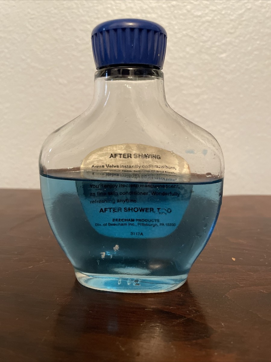 VTG Aqua Velva After Shave Ice Blue Cooling Oz Glass Bottle 3/4