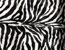 60" Zebra Animal Pattern Short Pile Smooth Faux Fur Velboa S-Wave Fabric BTY