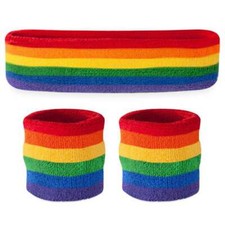 Suddora Rainbow Sweatband Sets 1 Headband / 2 Wristbands 