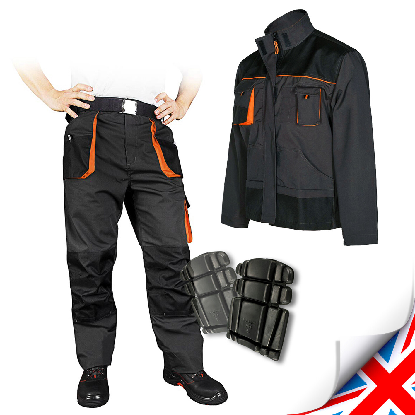 WORK TROUSERS Cargo Combat Style Multi Pockets Heavy Duty KNEE PADS + JACKET opt