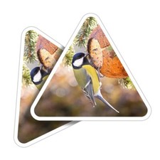 2x Triangle Shape Vinyl Stickers Great Tit Small Garden Bird at Feeder #51072