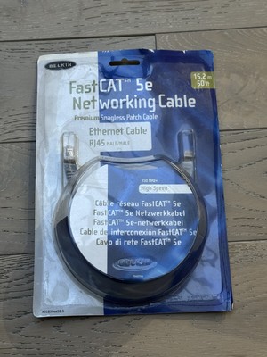 BELKIN 15m (50ft) Meter Cat5e CAT 5e RJ45 Ethernet Kabel Netzwerk LAN NEU VERSIEGELT