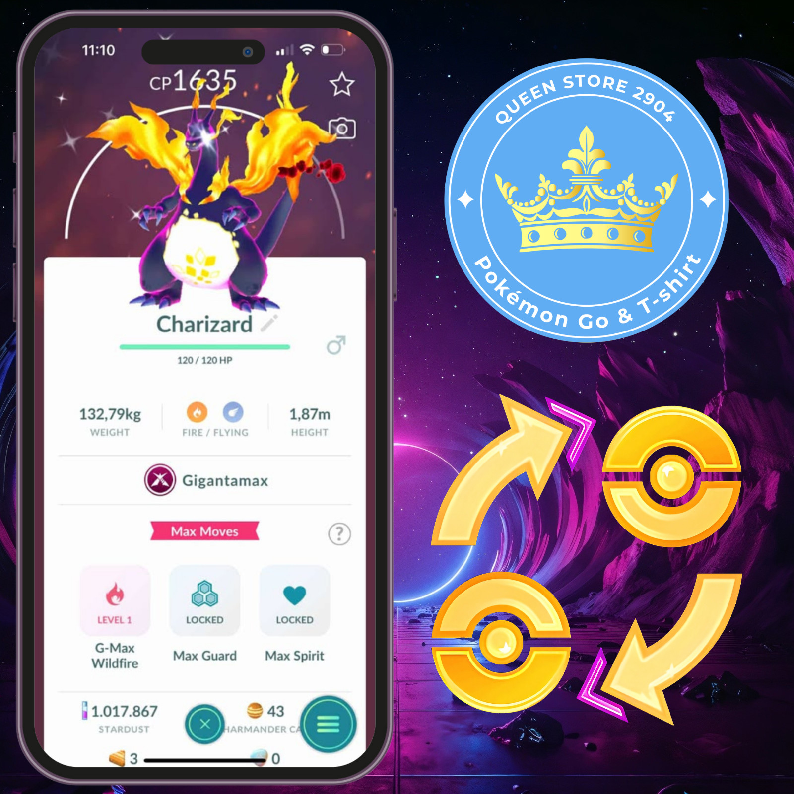 Pokémon PTC—GO || Shiny Gigantamax Charizard — 20k Stardusts —Digital