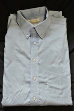Roundtree Yorke GOLD LABEL Mens Dress Shirt 16x34 Light Blue Non Iron Pinpoint