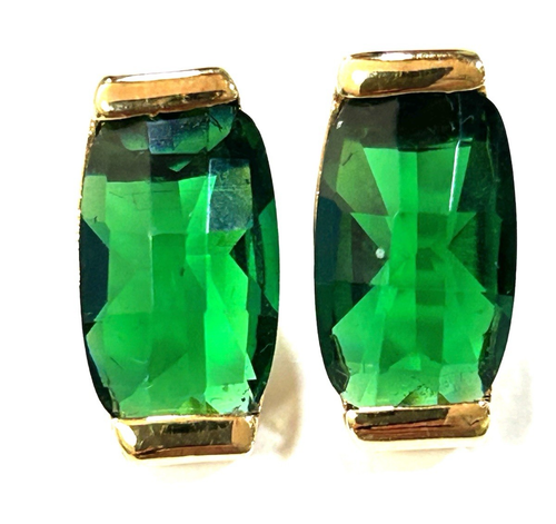 NOS VTG PUBLISHERS CLEARING HOUSE PAIR GREEN SIMULATED GEMSTONES POST EARRINGS
