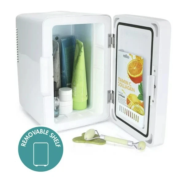 Personal Chiller LED Lighted Mini Fridge with Mirror Door Chill or Warm - White