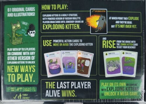 NUEVO SELLADO Zombie Kittens Juego de Cartas Exploding Kittens Gats ¡JUEGO DIVERTIDO! ¡Amantes de los gatos! - Imagen 6 de 8