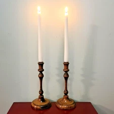 Slender Hand Turned & Crafted Wooden Candle Sticks / Holders
