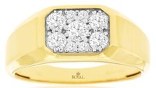 ESTATE .63CT DIAMOND 14KT YELLOW GOLD 3D CLASSIC ROUND SQUARE OCTAGON MENS RING