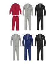 Men Blazer Long Sleeve Jacket Suit Long Caot Long Pants Office Outfit Gentleman