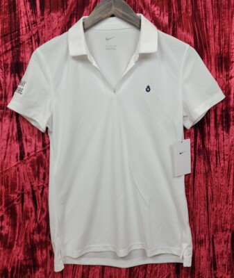 New Nike Dri Fit Women's Polo SS Shirt WHITE Sz S NWT Bombay Saphire advertise