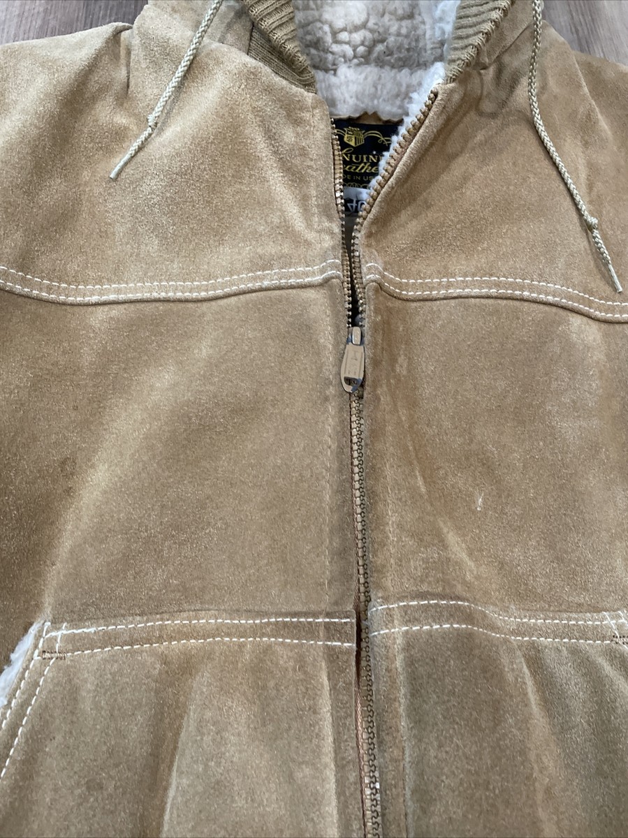 VTG 70s/80s Genuine Leather Suede Sherpa Lined Hooded Full VTG 70s/80s Genuine Leather Suede Sherpa Lined Hooded Full