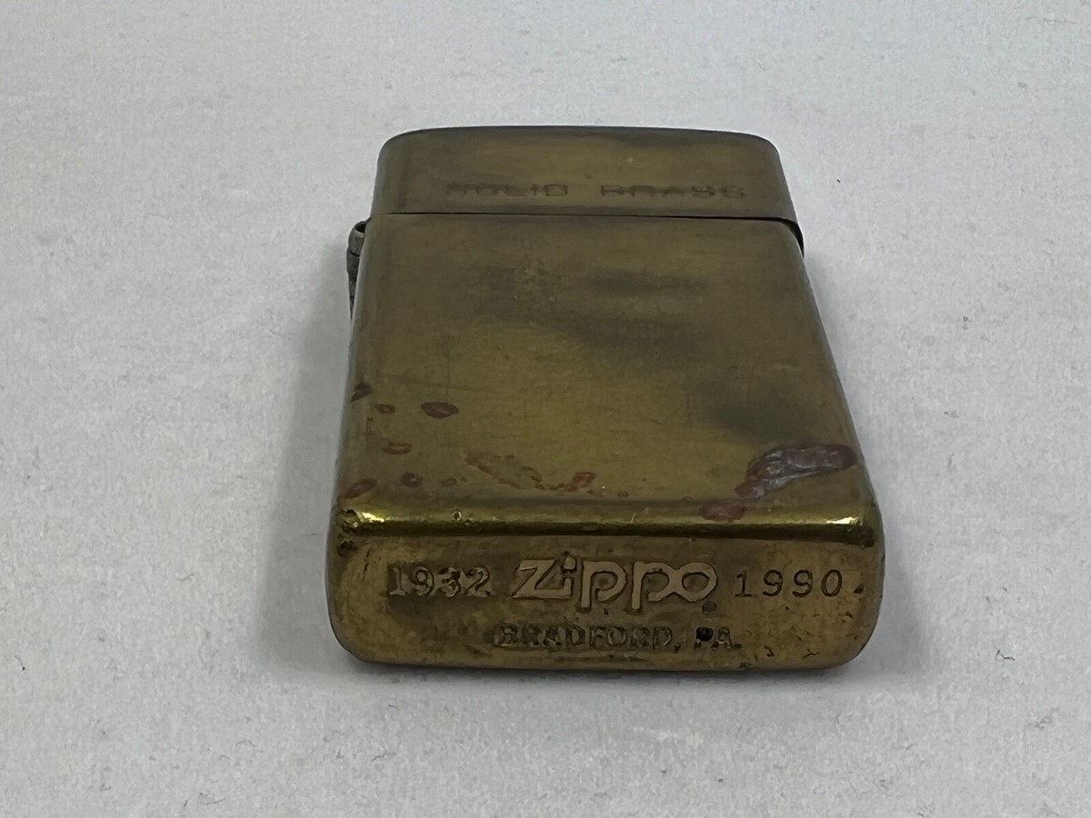 Zippo 1932-1990 Solid Brass Commemorative Slim Lighter Rare Zippo 1932-1990 Solid Brass Commemorative Slim Lighter Rare