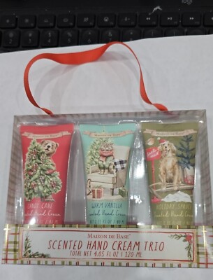 Maison de Base Candy Cane, Warm Vanilla & Holiday Spruce Scented Hand Creams, 3