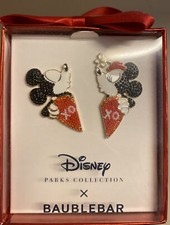 Disney Parks X BaubleBar MICKEY MINNIE MOUSE HEART XO Earrings - Brand New