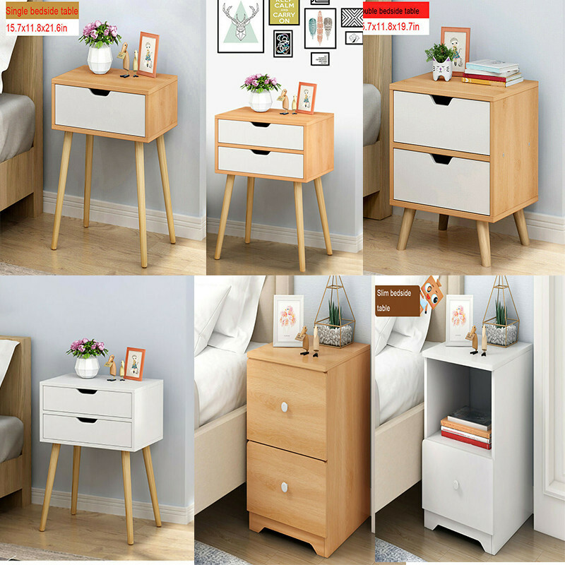 Kinbor Side End Table Mid Century Wood Nightstand Bedroom N A 1 Drawer For Sale Online Ebay